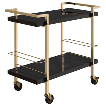 Alios Serving Cart With Black Gold Frame