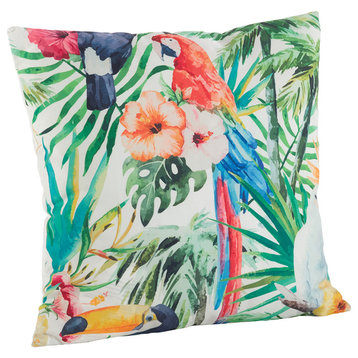 Home Indoor Outdoor Décor Tropical Print Throw Pillow, Tropical Parrot