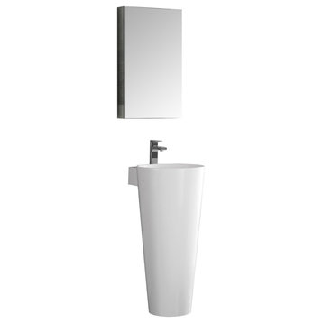 Messina 16" White Pedestal Sink, Faucet FFT3811CH