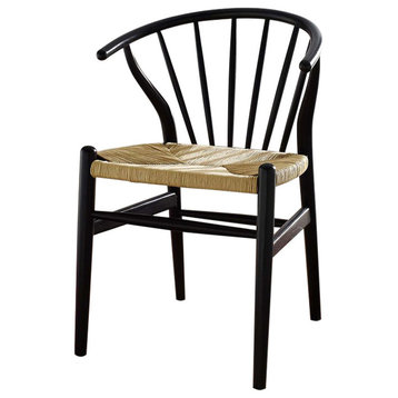 Flourish Spindle Wood Dining Side Chair, Black