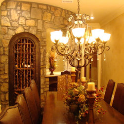 Iron Chandelier and Wine Cellar Door - Chandeliers