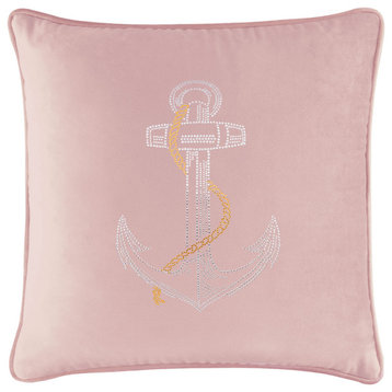 Sparkles Home Rhinestone Anchor Pillow - 20" - Blush Velvet