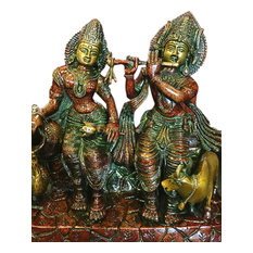 Mogulinterior - Radha Krishna Statue Hindu Idol Indian Sculpture Brass- Symbol of the Love - Decorative Objects And Figurines