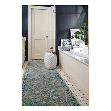 Smyrna-Serapi Runner Hand Tufted Rugs, Silver Azul