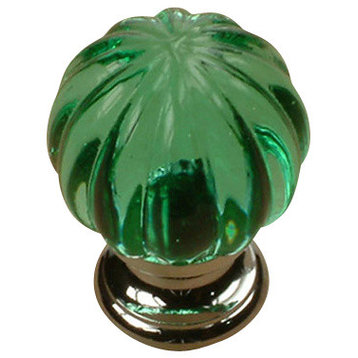 Glass - Knob, CENT18409-26A, Satin Nickel/ Aquamarine