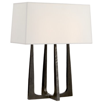 Scala Hand-Forged Bedside Lamp in Aged Iron with Linen Shade
