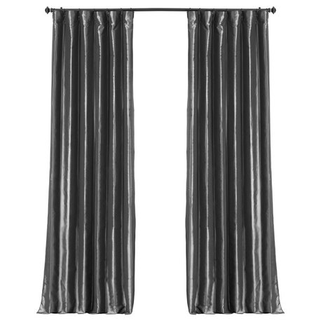 Graphite Blackout FauxSilk Taffeta Curtain Single Panel, 50"x84"