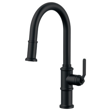 Kinzie Single Handle Pull-Down Kitchen Faucet w/ Snapback Retraction Satin Black