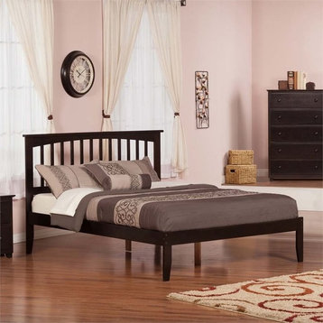 AFI Mission Queen Solid Wood Platform Bed with USB Charger in Espresso