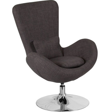 Fabric Swivel Lounge Chair, Dark Grey