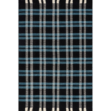 nuLOOM Denton Country Plaid Wool Fringe Area Rug, Black 8' x 10'