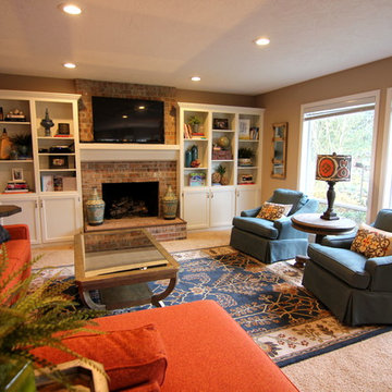 Vancouver Transitional Blue/Orange Living Room