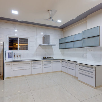duplex bungalow in a apartment at ground floor was designed by culturals interio