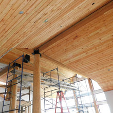 Wooden covered ceiling