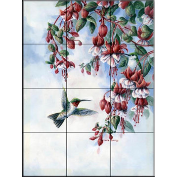 Tile Mural, Hummingbird D by Wanda Mumm