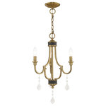 LIVEX LIGHTING - LIVEX LIGHTING 41273-01 Glendale 3-Light Mini Chandelier, Antique Brass - LIVEX LIGHTING 41273-01 Glendale 3-Light Mini Chandelier, Antique BrassBring simple, yet elegant, charm to your living space with this beautiful transitional three light mini chandelier. In antique brass finish with bronze accents, the clear crystals on the mini chandelier provide a understated clean look, that's perfect for any room in your home.Style: TransitionalCollection: GlendaleFinish: Antique BrassMaterial: SteelBulb: (3) 60W Candelabra Base(Not Included)Dimension(in): 22.25(H) x 14(Dia) Chain Length: 3'Wire Length: 8'Canopy Size(in): 5" DiaSuitable for Dry Locations: YesSuitable for Damp Locations: YesSuitable for Wet Locations: NoUplight or Downlight: NoADA Compliant: NoWith Bronze Finish Accents. With Clear Crystals.