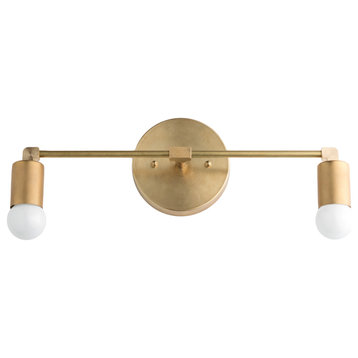 Mid Century Modern, Minimalist Vanity Light Fixture, Raw Brass