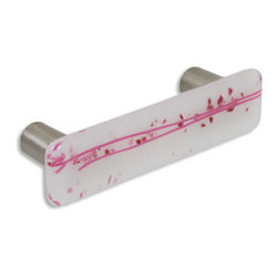CKP - Art Glass Pull, Pink Confetti, Dull Brushed Nickel Base - Cabinet And Drawer Handle Pulls