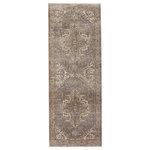 Jaipur Living - Vibe by Jaipur Living Venn Medallion Area Rug, Tan/Gray, 3'x8' - The stunning En Blanc collection captures the elegance of neutral, vintage-inspired patterns and melds Old World aesthetics with an updated and luxurious vibe. The Venn rug boasts an ornate center medallion motif in tonal hues of gray, light taupe, and golden tan. Soft and lustrous, this chameleon-like design emulates the timeless style of a Turkish hand-knotted rug, but in an accessible polyester and viscose power-loomed quality.