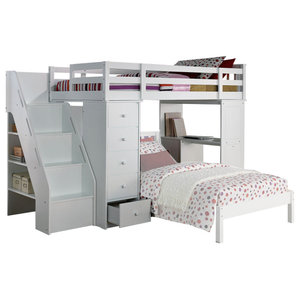 Storage Low Loft Bed With Stairs, Full Size Loft Bed With Trundle