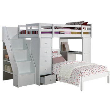 Emma mason Signature Myriad Loft Bed with Bookcase Ladder in White