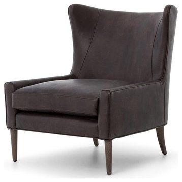 Marlow Modern Vintage Leather Wing Chair