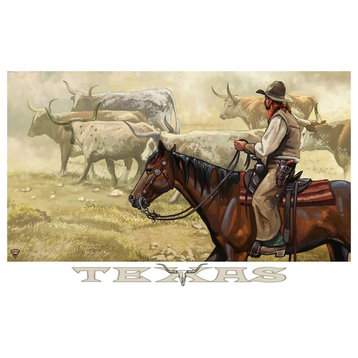 Paul A. Lanquist Texas Longhorn Roundup Art Print, 12"x18"