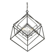 Z-LITE 457-6CH-MB Euclid 6 Light Chandelier, Chrome + Matte Black