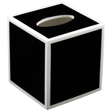 Black & White Lacquer Bathroom Accessories, Tissue Box