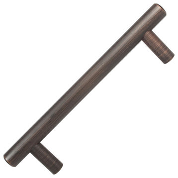 Contemporary Solid Pull Oil-Rubbed Bronze 4-1/4" Hole Centers, 5-13/16" Long