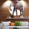 Cheerful Elephant, Animal Digital Art Round Wall Art, 11"