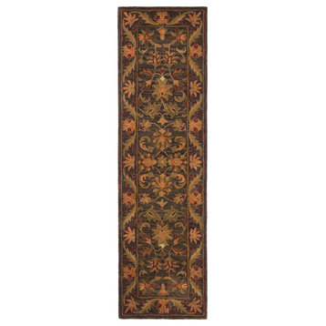 Safavieh Antiquity Collection AT52 Rug, Green/Gold, 2'3"x8'