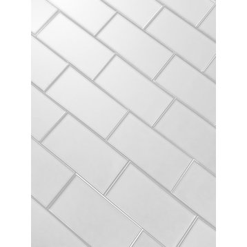 Forever 3 in x 6 in Glass Subway Tile in Matte Eternal White