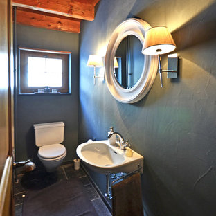 Rustikale Gästetoilette & Gäste-WC mit schwarzer Wandfarbe: Ideen für