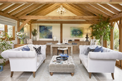 Inspiration for a large contemporary freestanding desk wood ceiling home studio remodel in Surrey