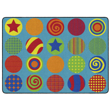 Flagship Carpets VA297-32A 6'X8'4" Patterned Circles Educational Rug