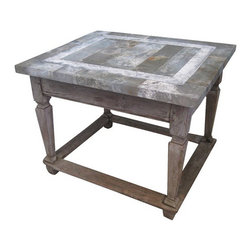 Antique Rustic Wooden Farm Table with Zinc Top - Dining Tables