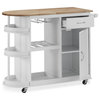 Chloe Kitchen Cart With Wheels, White and Natural