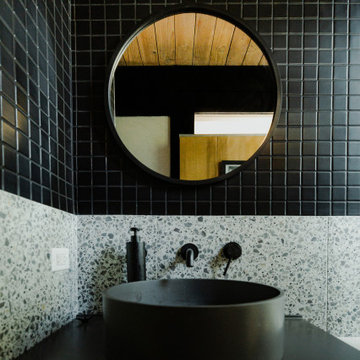 2x2 Basalt Modern Black Bathroom