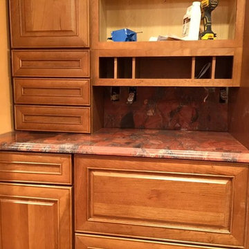Red Marinace Counters with Full Back Splash
