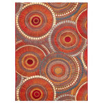 Liora Manne - Marina Circles Indoor/Outdoor Rug, Saffron, 7'10"x9'10" - Add a sophistically playful touch to your space with these overlapping multicolored red, white, blue and yellow circles. The design is enhanced with the mosaic like effect created from the dots, lines and squares that join to create each larger circular shape. Bold in color, this stunning design is an effortless way to add style to your home. Made in Egypt from 100% polypropylene, the Marina Collection is Power Loomed to create intricate designs with a broad color spectrum and a high-quality finish. The material is flatwoven, low profile, weather resistant, UV stabilized for enhanced fade resistance, durable and ideal for those high traffic areas such as your patio, sunroom, kitchen, entryway, hallway, living room and bedroom making this the ideal indoor or outdoor rug. Detailed patterns are offered in an eclectic mix of styles ranging from tropical, coastal, geometric, contemporary and traditional designs; making these perfect accent rugs for your home. Limiting exposure to rain, moisture and direct sun will prolong rug life.