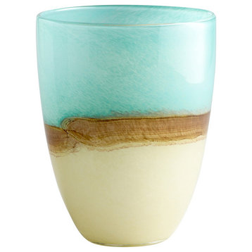 Cyan Medium Turquoise Earth Vase 05873, Blue