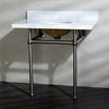 36X22 Vanity Top With Brass Feet Combo, Carrara Marble/Brushed Nickel