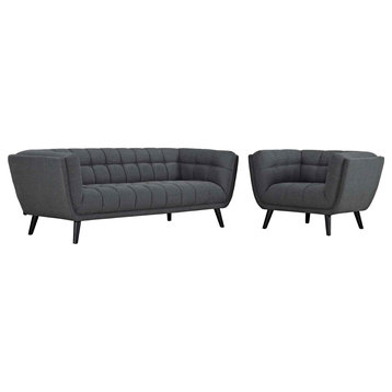 Bestow 2 Piece Upholstered Fabric Sofa and Armchair Set by Modway