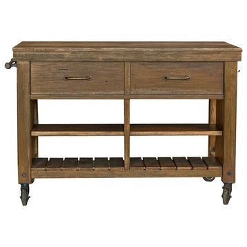 A-America Anacortes Kitchen Island With Locking Casters, Salvage Mahogany