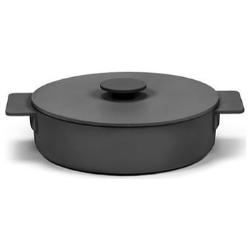 Enameled Cast Iron Casserole Dish, Black, Large