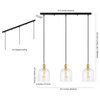 Cooper 25.5" 3-Light Farmhouse Glass Linear LED Pendant, Brass Gold/Black
