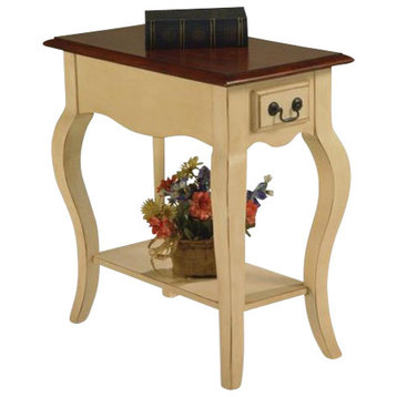 Leick Furniture Wood Chairside End Table in Ivory Off White Finish