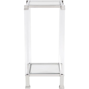 HOWARD ELLIOTT CLARE Pedestal Table Dining Polished Tempered Glass
