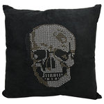 Mina Victory - Mina Victory Luminescence Rhinestone Skull 18" x 18" Black Indoor Throw Pillow - Jewelry for your rooms, this elegantly handcrafted rhinestone, bead and embroidered collection adds a touch of sparkle to your day.
